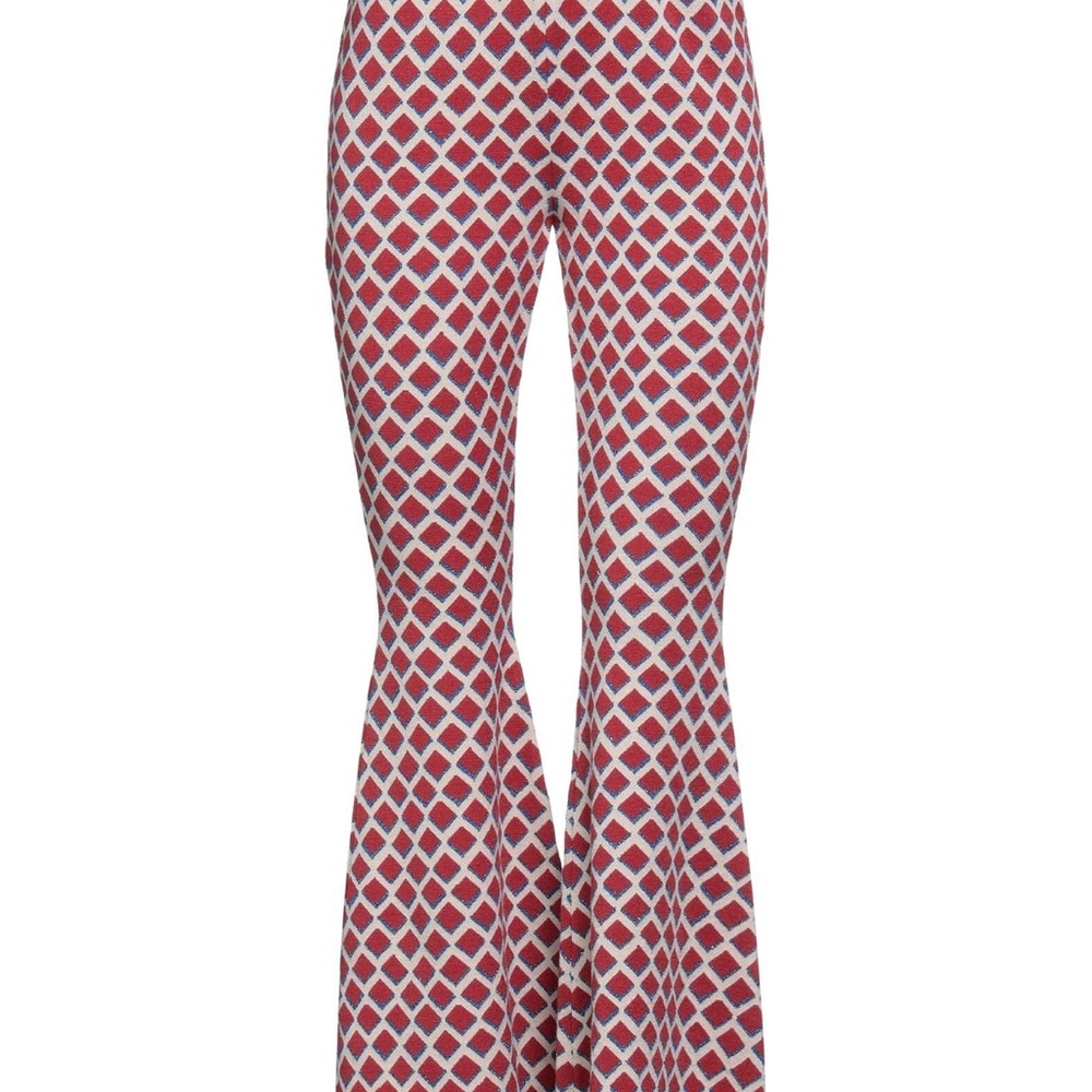 Italian Dixie Geometric Red and White Flared Bell  Pants